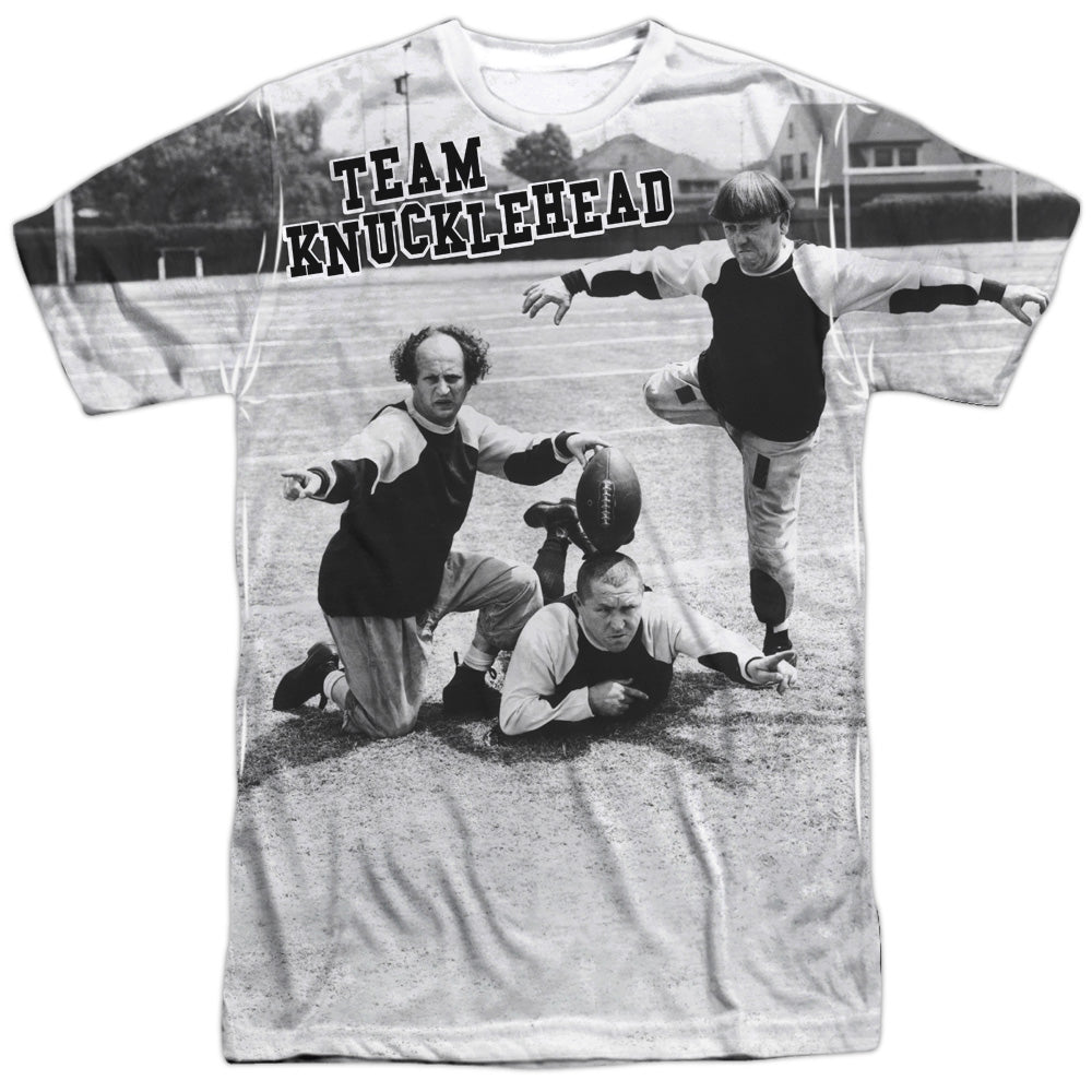 Three Stooges - Team Knucklehead - Short Sleeve Adult Poly Crew - White T-shirt