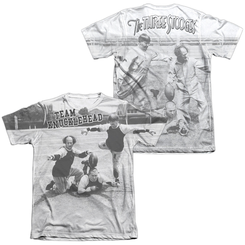 Three Stooges - Team Knucklehead (Front/back Print) - Adult Poly/cotton Short Sleeve Tee - White T-shirt