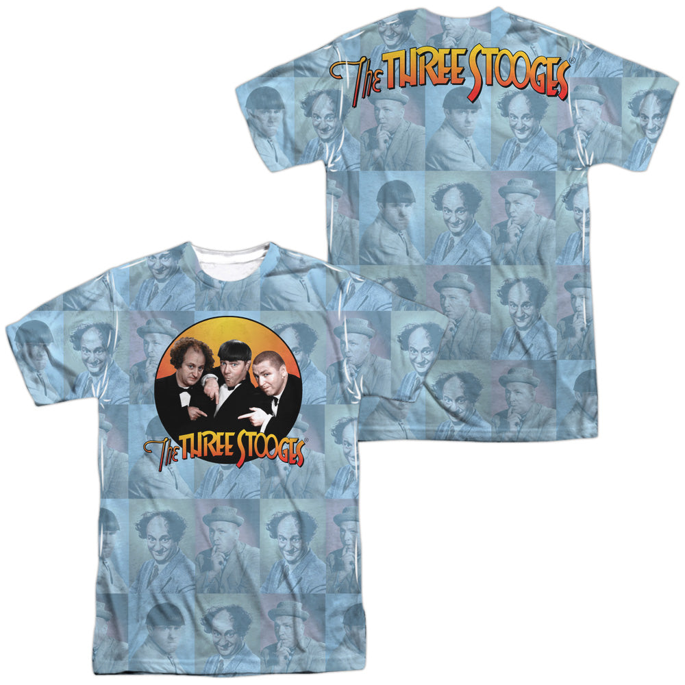Three Stooges - Portraits (Front/back Print) - Short Sleeve Adult Poly Crew - White T-shirt