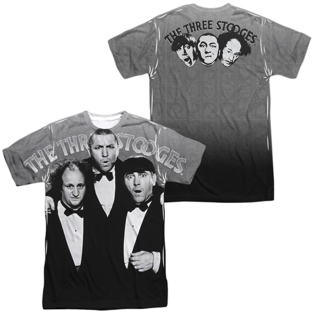 Three Stooges - Classy Fellas (Front/back Print) - Short Sleeve Adult Poly Crew - White T-shirt