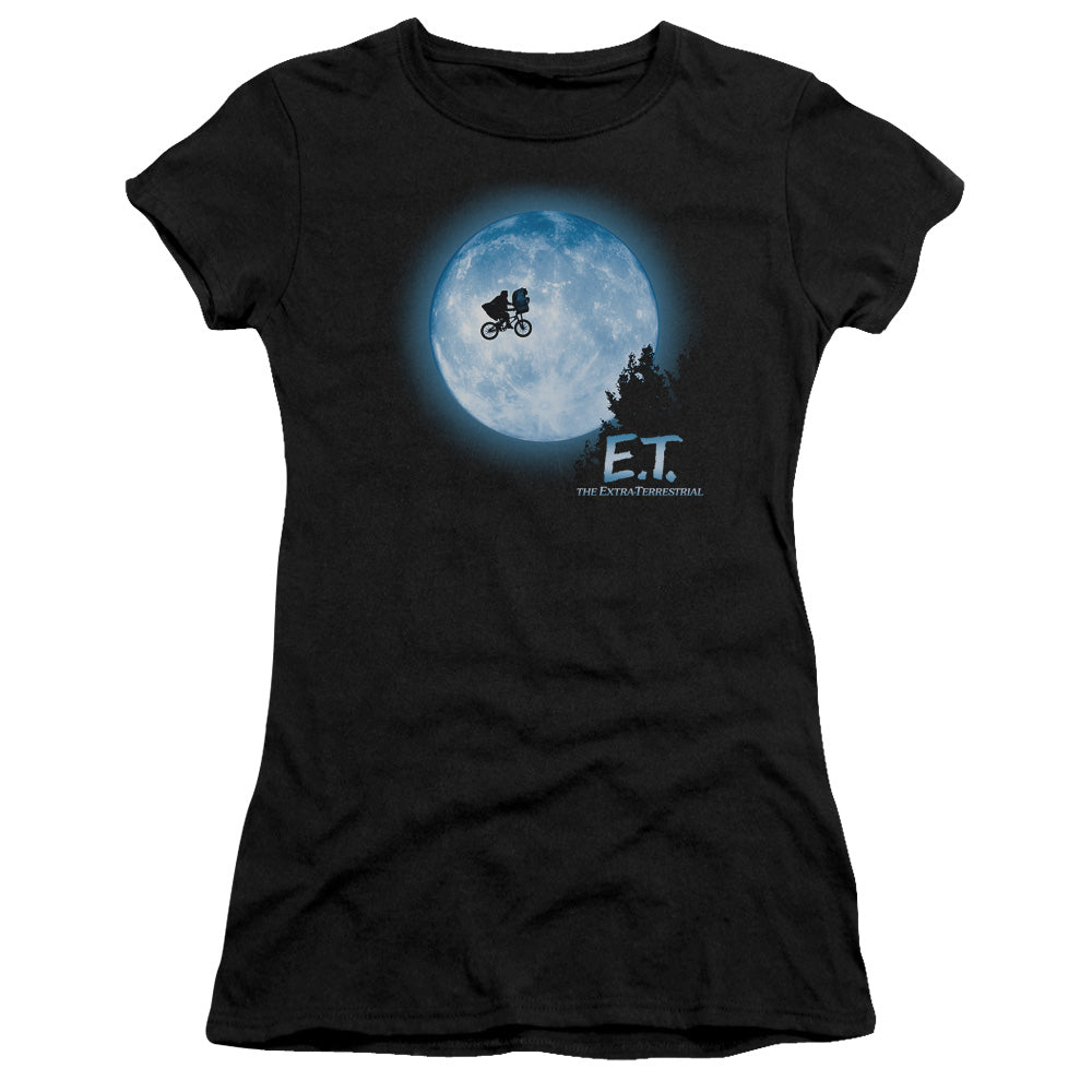 Et - Moon Scene - Short Sleeve Junior Sheer - Black T-shirt
