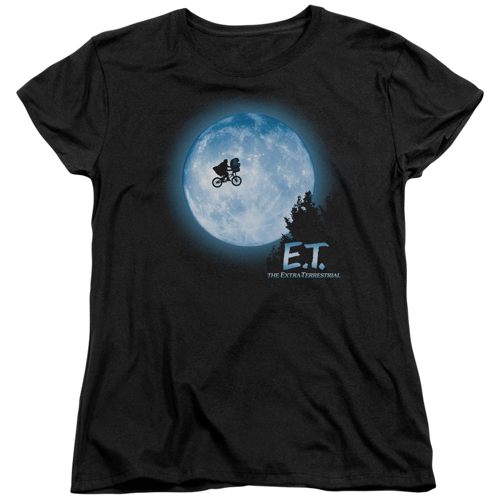 Et - Moon Scene - Short Sleeve Womens Tee - Black T-shirt