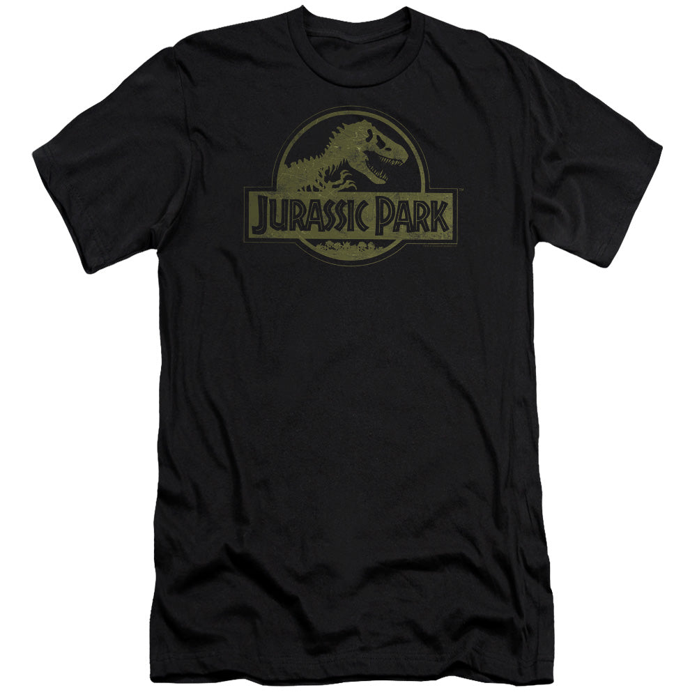 Jurassic Park - Distressed Logo-premuim Canvas Adult Slim Fit 30/1 - Black
