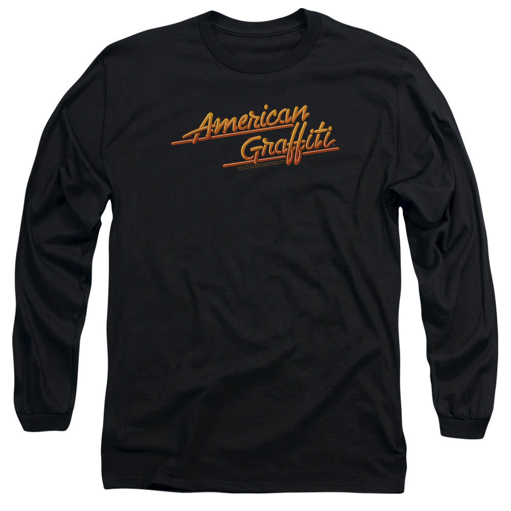 American Graffiti - Neon Logo - Long Sleeve Adult 18/1 - Black - Sm - Black T-shirt