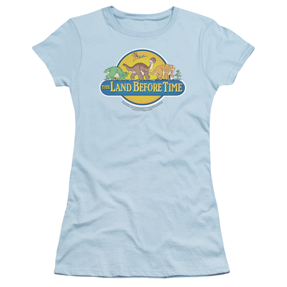 Land Before Time - Dino Breakout - Short Sleeve Junior Sheer - Light Blue T-shirt