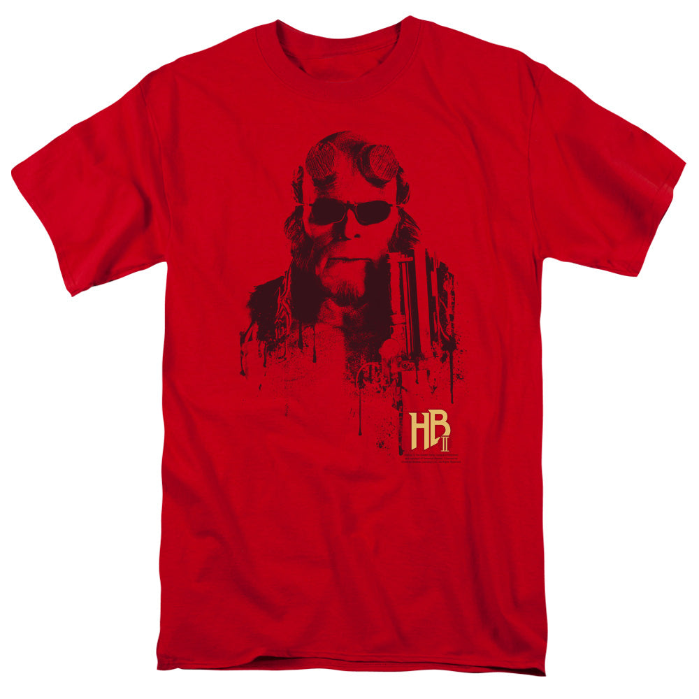 Hellboy Ii - Splatter Gun - Short Sleeve Adult 18/1 - Red T-shirt