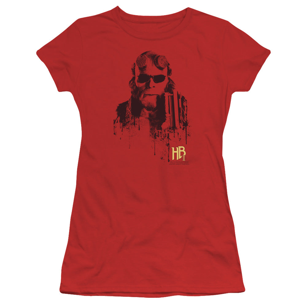 Hellboy Ii - Splatter Gun - Short Sleeve Junior Sheer - Red T-shirt