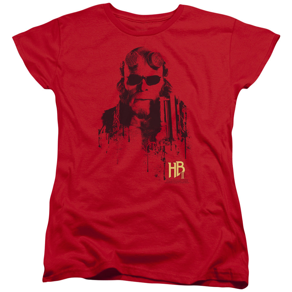 Hellboy Ii - Splatter Gun - Short Sleeve Womens Tee - Red T-shirt