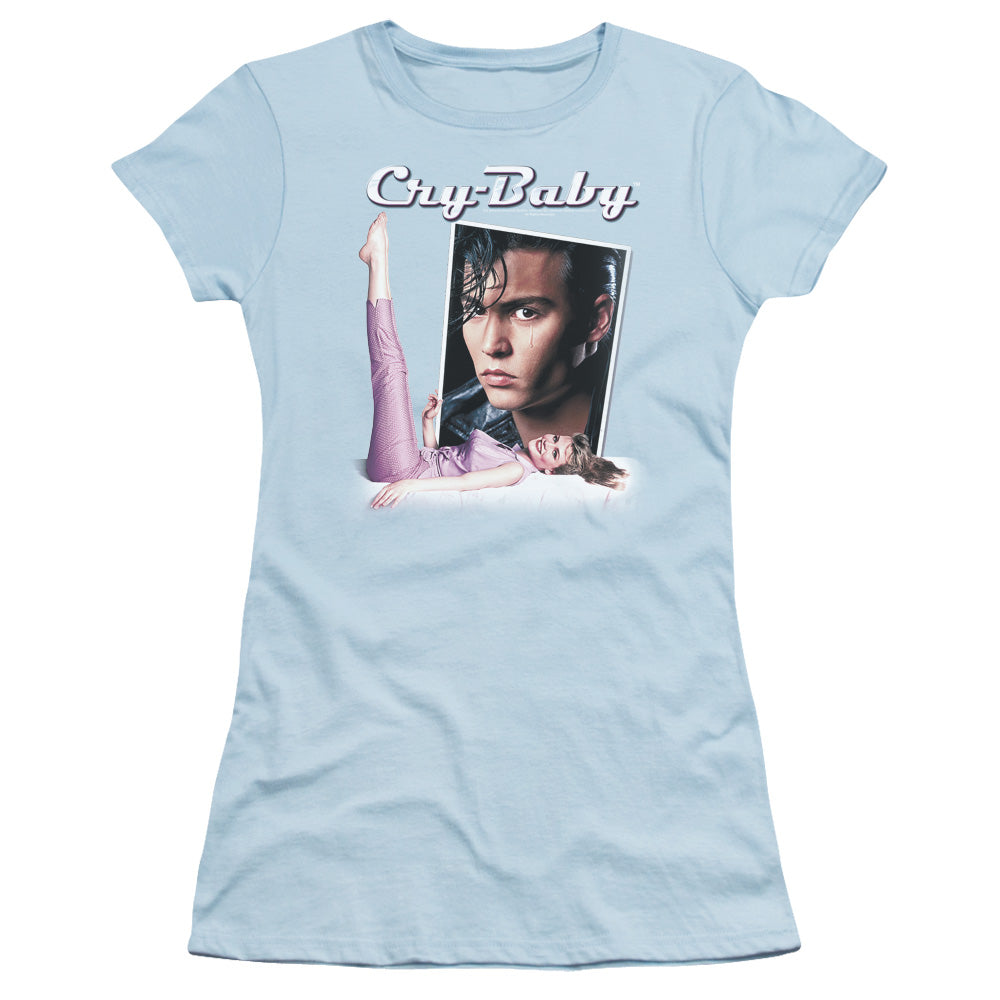 Cry Baby - Title - Short Sleeve Junior Sheer - Light Blue - Sm - Light Blue T-shirt