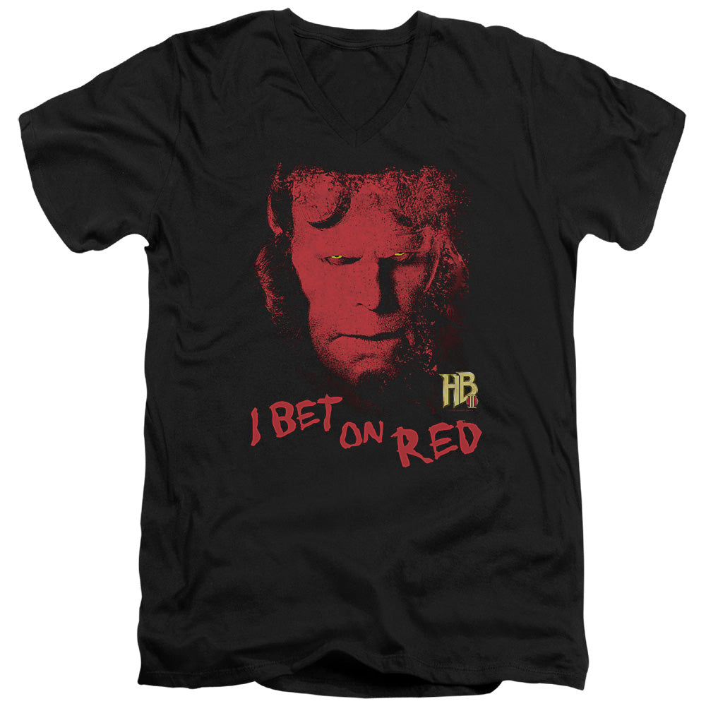 HELLBOY II I BET ON RED - S/S ADULT V-NECK - BLACK T-Shirt