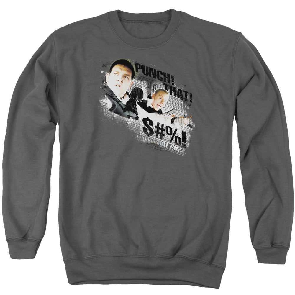 Hot Fuzz - Punch That - Adult Crewneck Sweatshirt - Charcoal