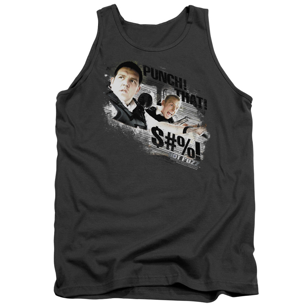 Hot Fuzz - Punch That - Adult Tank - Charcoal