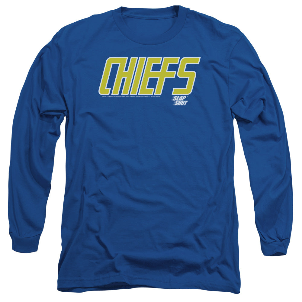 Slap Shot - Chiefs Logo - Long Sleeve Adult 18/1 - Royal Blue T-shirt