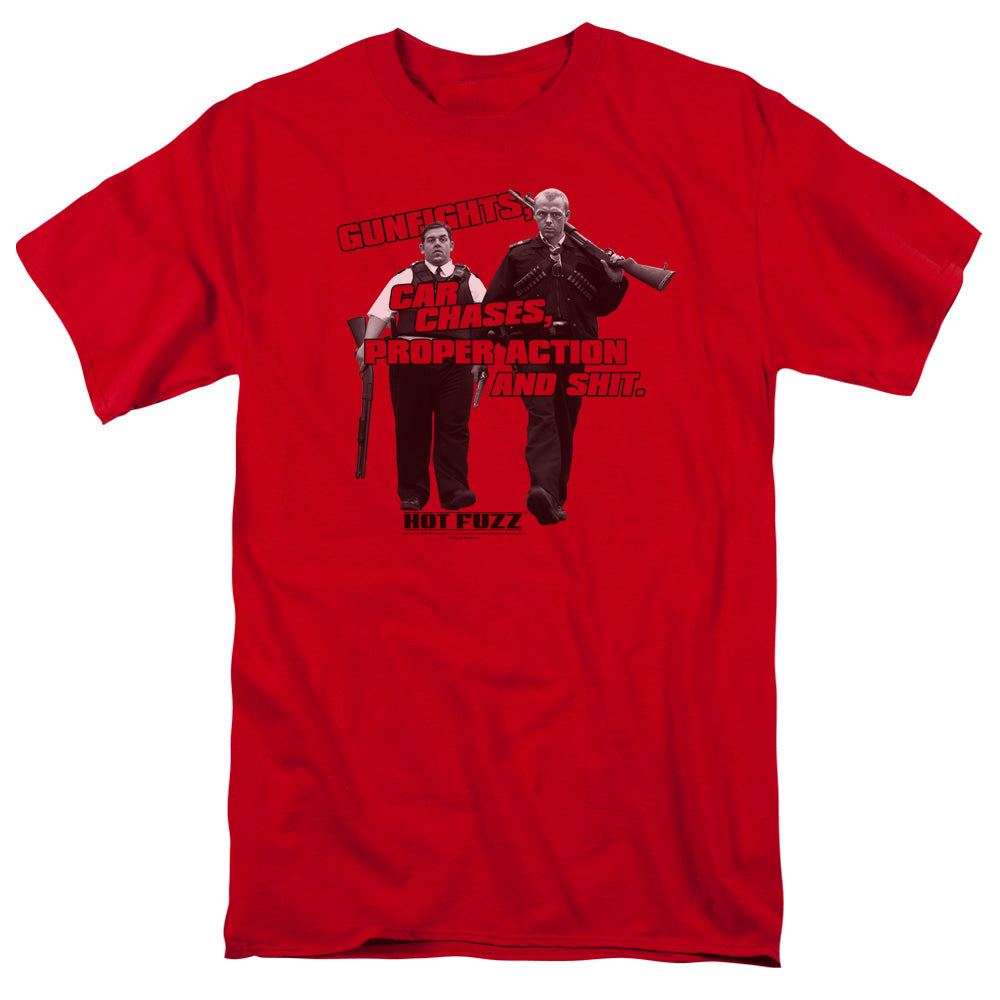 Hot Fuzz - Days Work - Short Sleeve Adult 18/1 - Red T-shirt
