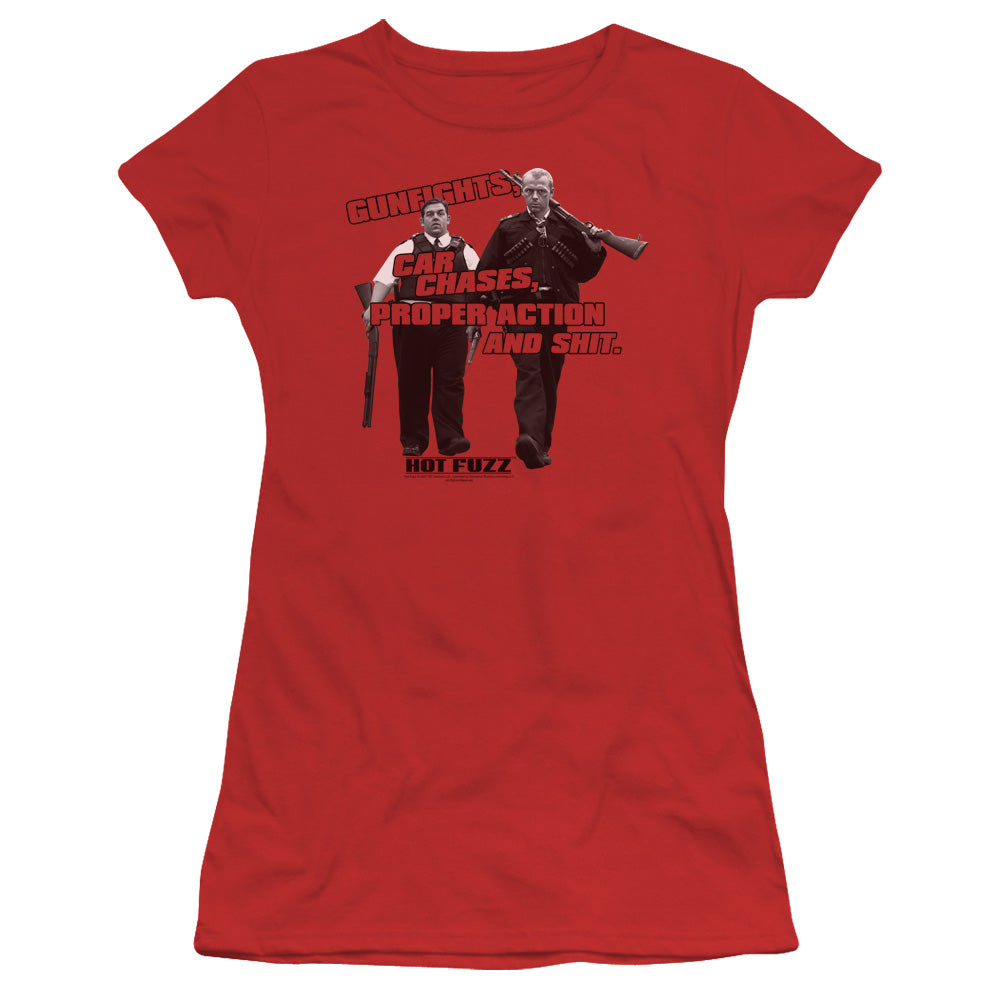 Hot Fuzz - Days Work - Short Sleeve Junior Sheer - Red T-shirt