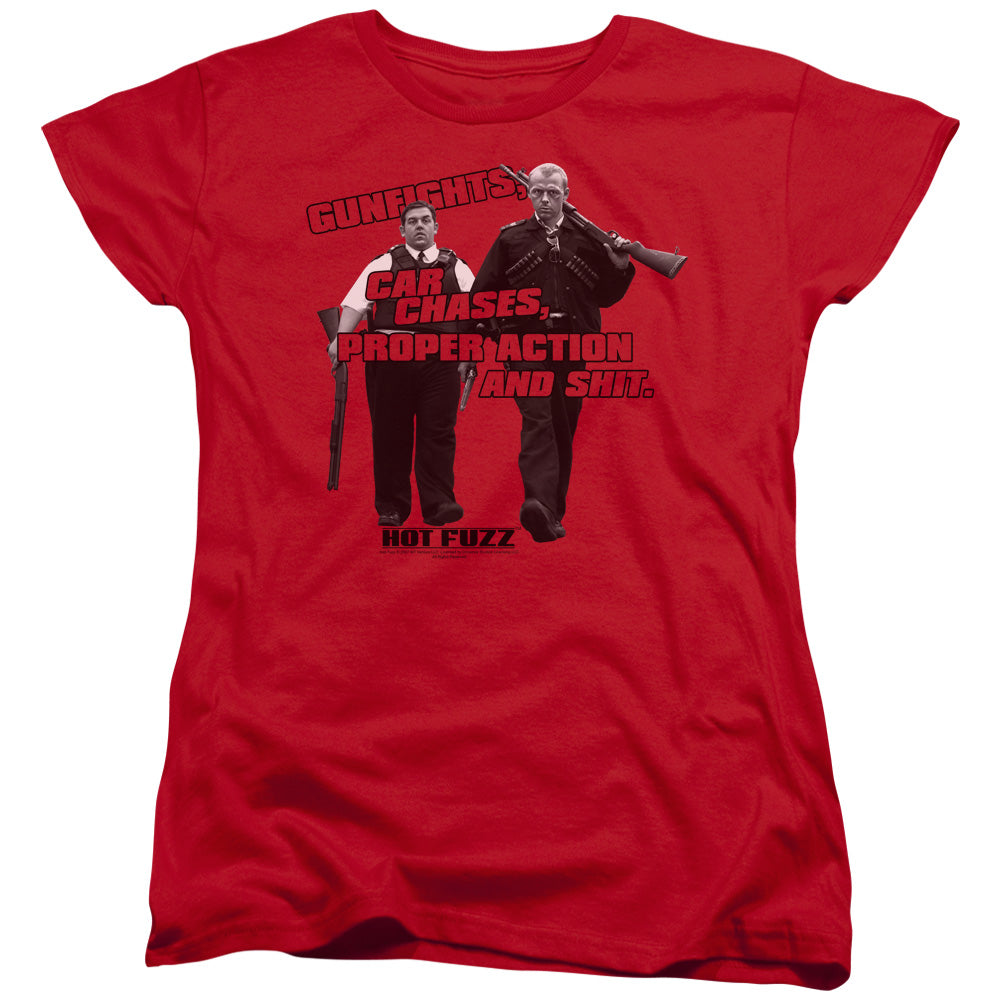 Hot Fuzz - Days Work - Short Sleeve Womens Tee - Red T-shirt
