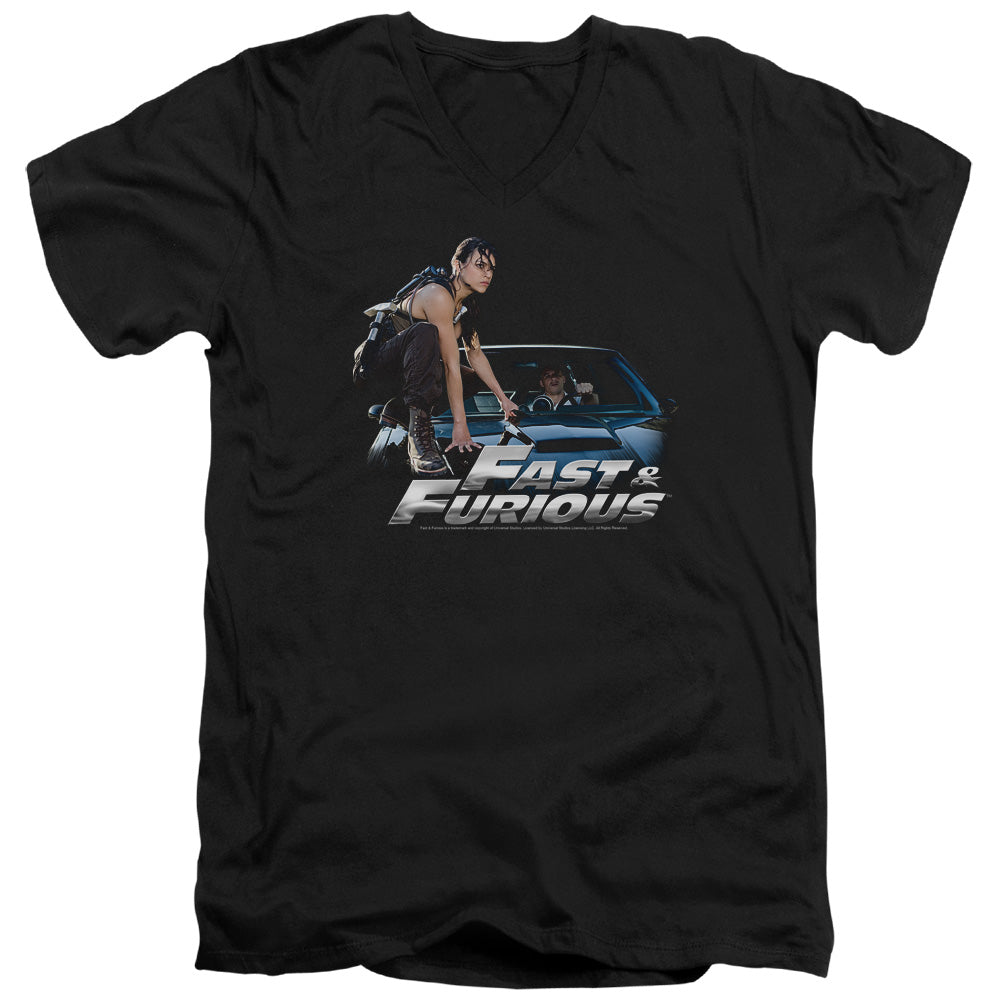 Fast And The Furious - Car Ride - Short Sleeve Adult V-neck 30/1 - Black T-shirt