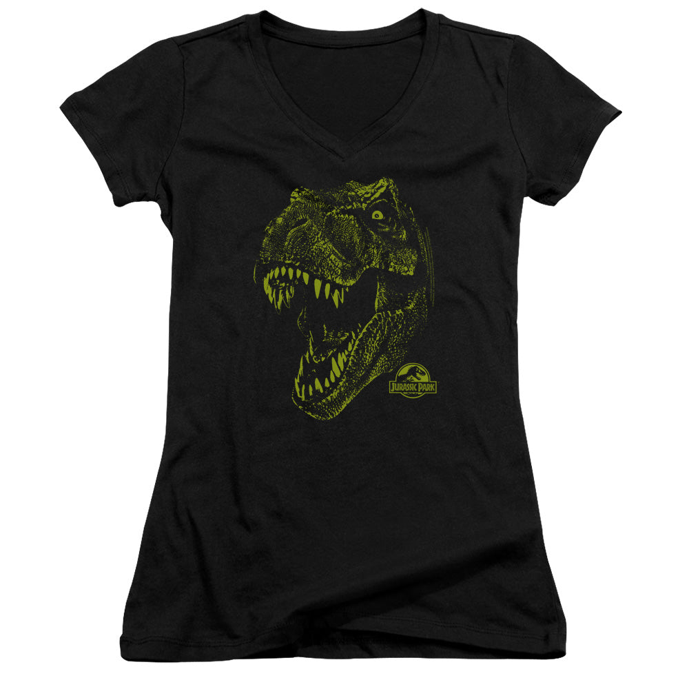 Jurassic Park Rex Mount - Junior V-neck - Black