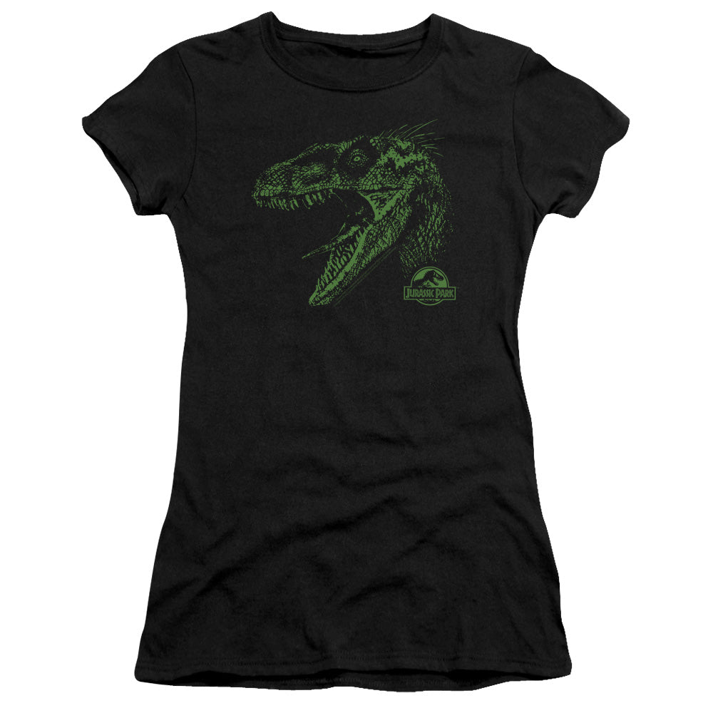 Jurassic Park - Raptor Mount - Short Sleeve Junior Sheer - Black T-shirt