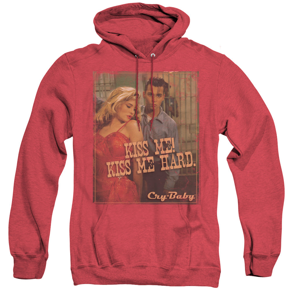 Cry Baby - Kiss Me - Adult Heather Hoodie - Red