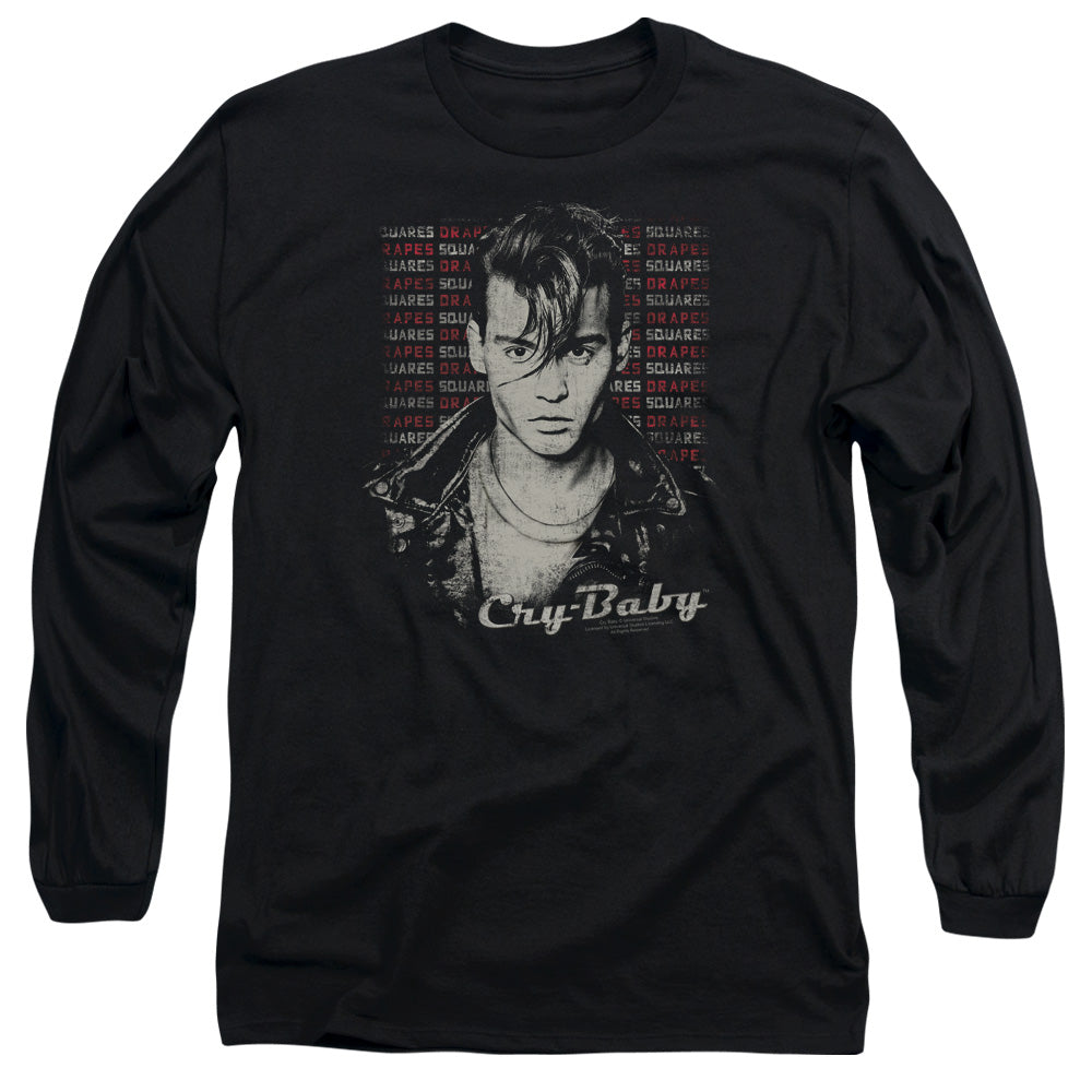 Cry Baby - Drapes And Squares - Long Sleeve Adult 18/1 - Black T-shirt