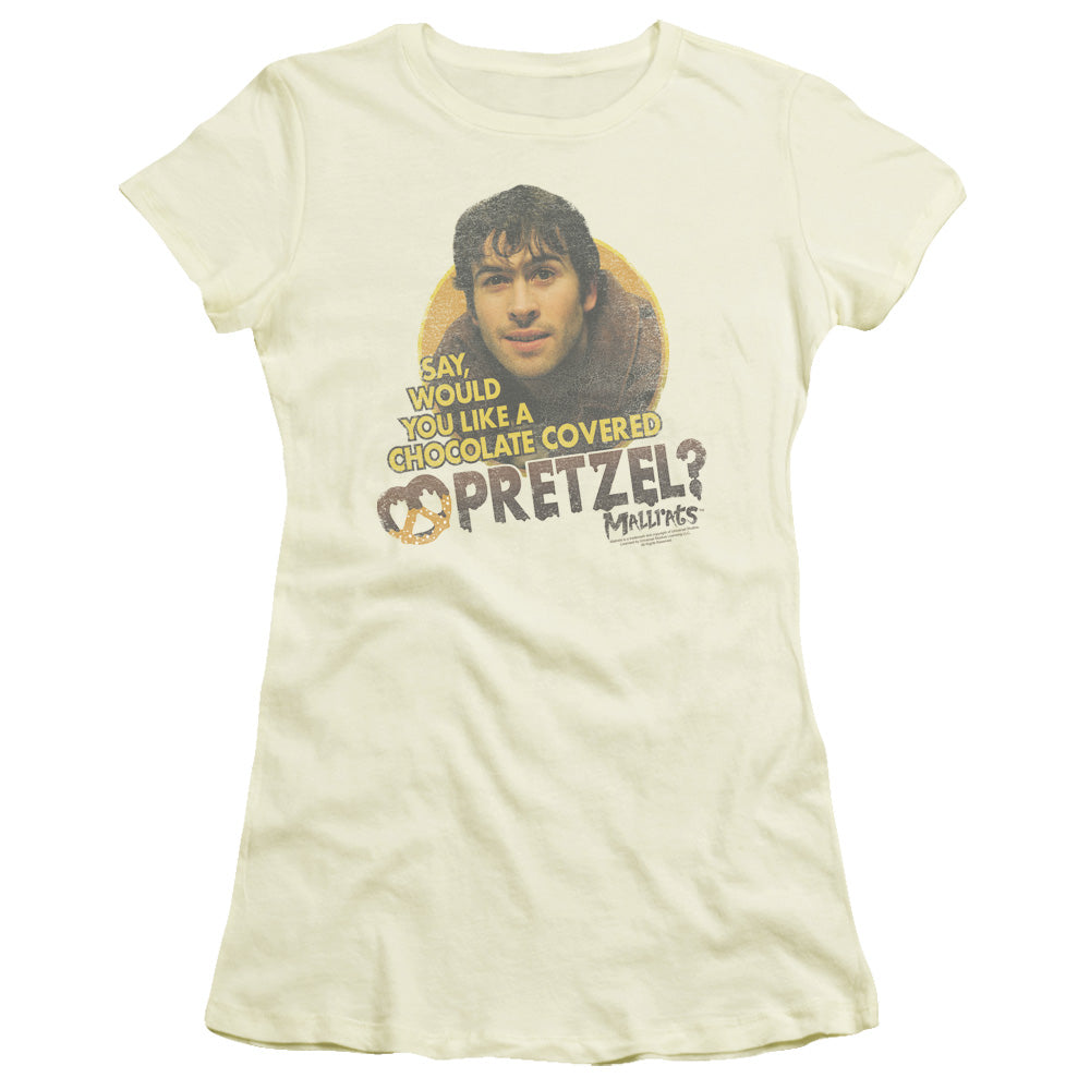 Mallrats - Pretzels - Short Sleeve Junior Sheer - Cream T-shirt