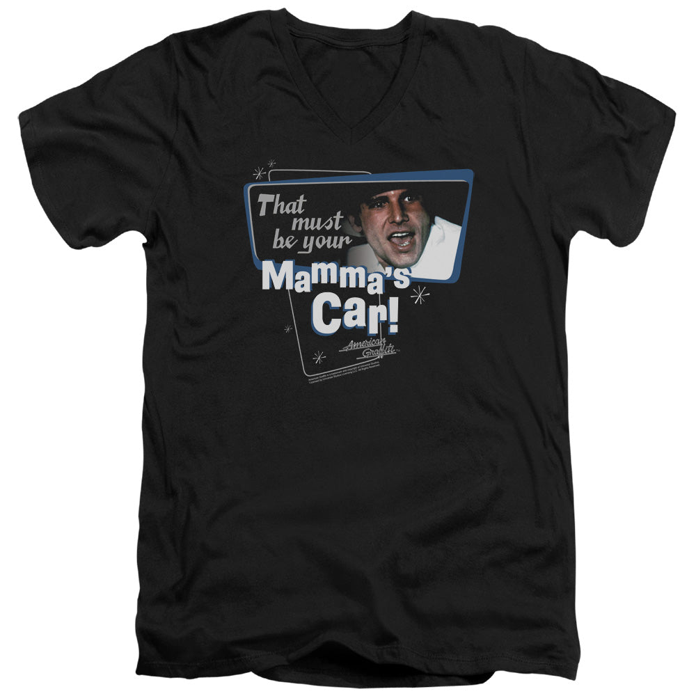 American Grafitti - Mammas Car - Short Sleeve Adult V-neck 30/1 - Black T-shirt
