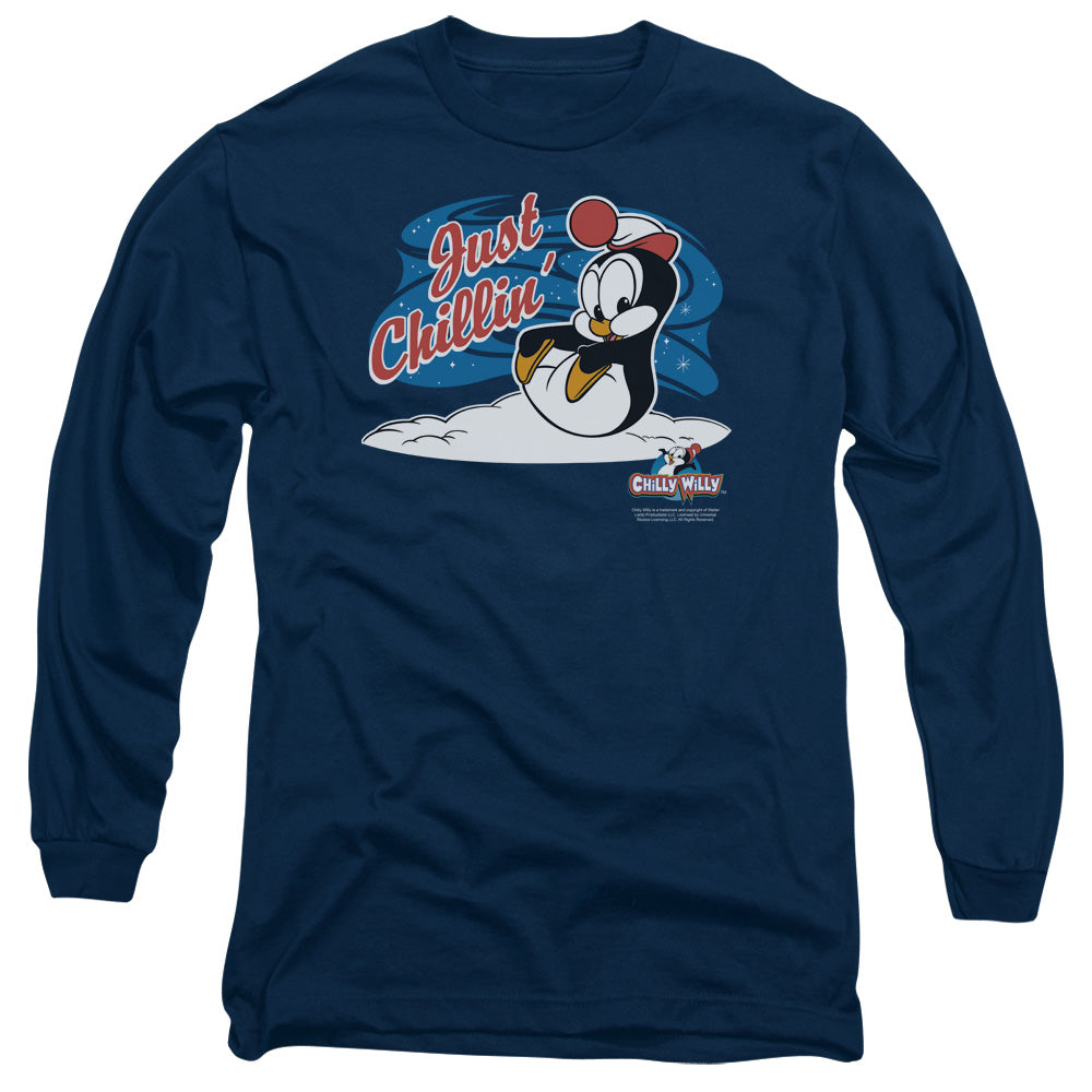 Chilly Willy - Just Chillin - Long Sleeve Adult 18/1 - Navy - Sm - Navy T-shirt