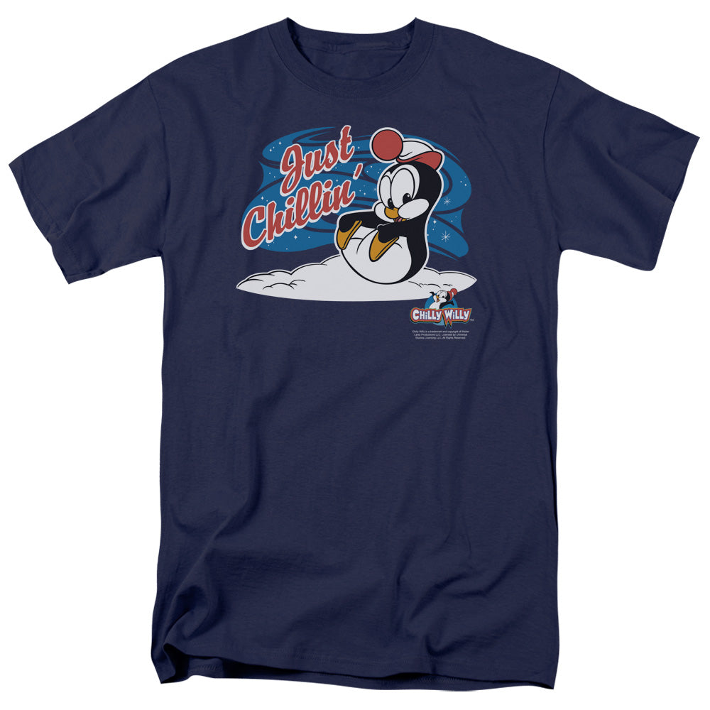 Chilly Willy - Just Chillin - Short Sleeve Adult 18/1 - Navy T-shirt