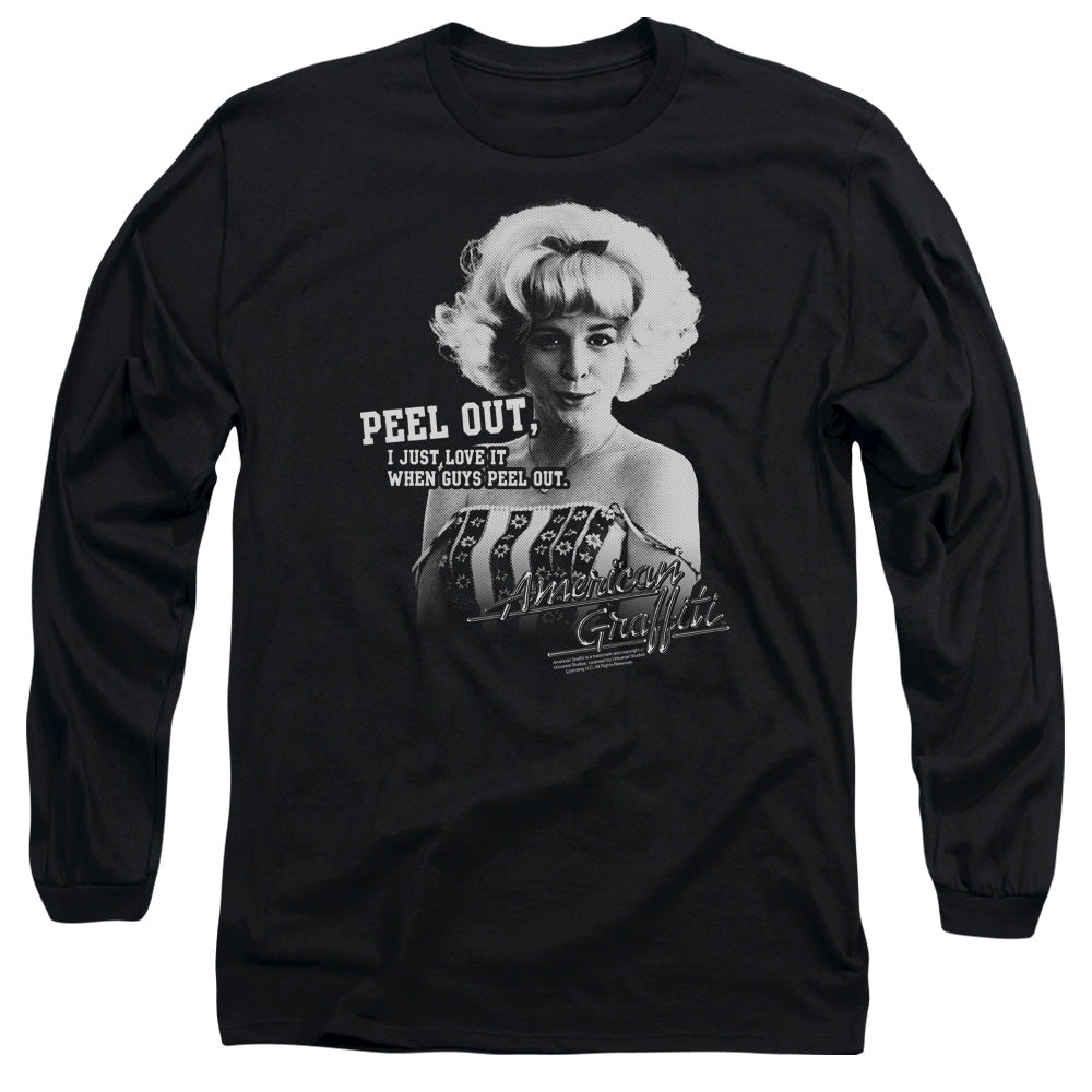 American Graffiti - Peel Out - Long Sleeve Adult 18/1 - Black - Sm - Black T-shirt