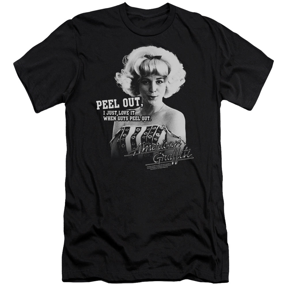 American Graffiti - Peel Out - Short Sleeve Adult 30/1 - Black - Sm - Black T-shirt