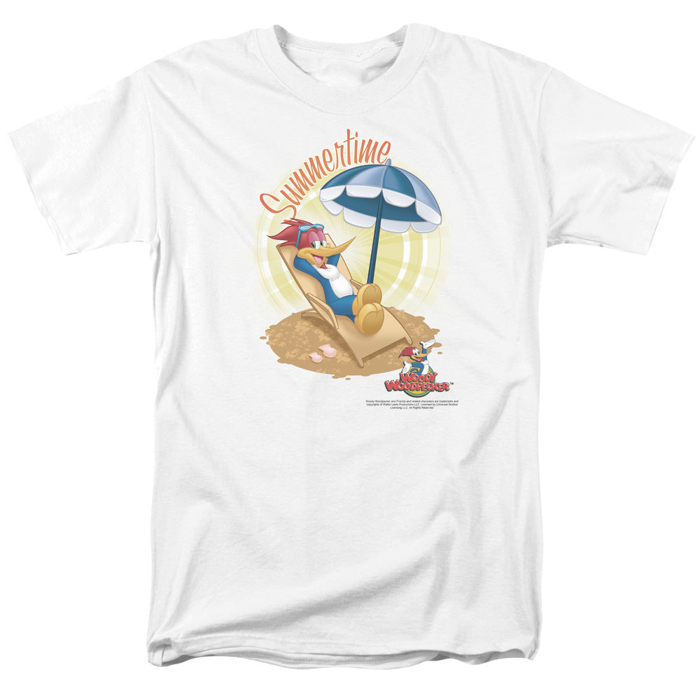 Woody Woodpecker - Summertime - Short Sleeve Adult 18/1 - White T-shirt