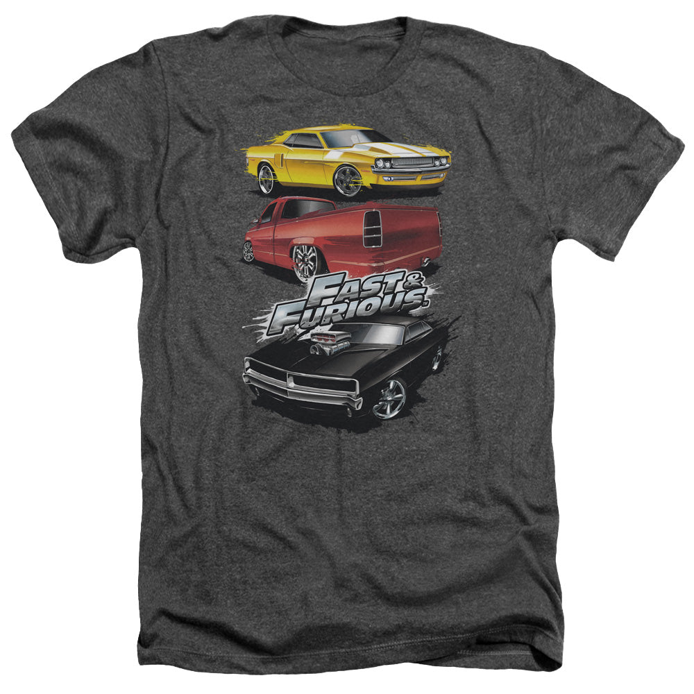 Fast And The Furious - Muscle Car Splatter - Adult Heather - Charcoal