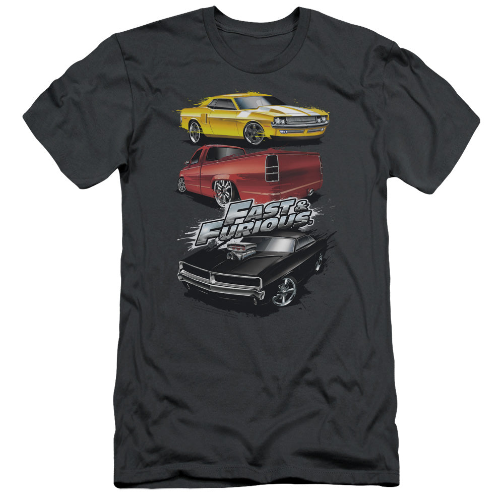 Fast And The Furious - Muscle Car Splatter - Short Sleeve Adult 30/1 - Charcoal - Sm - Charcoal T-shirt