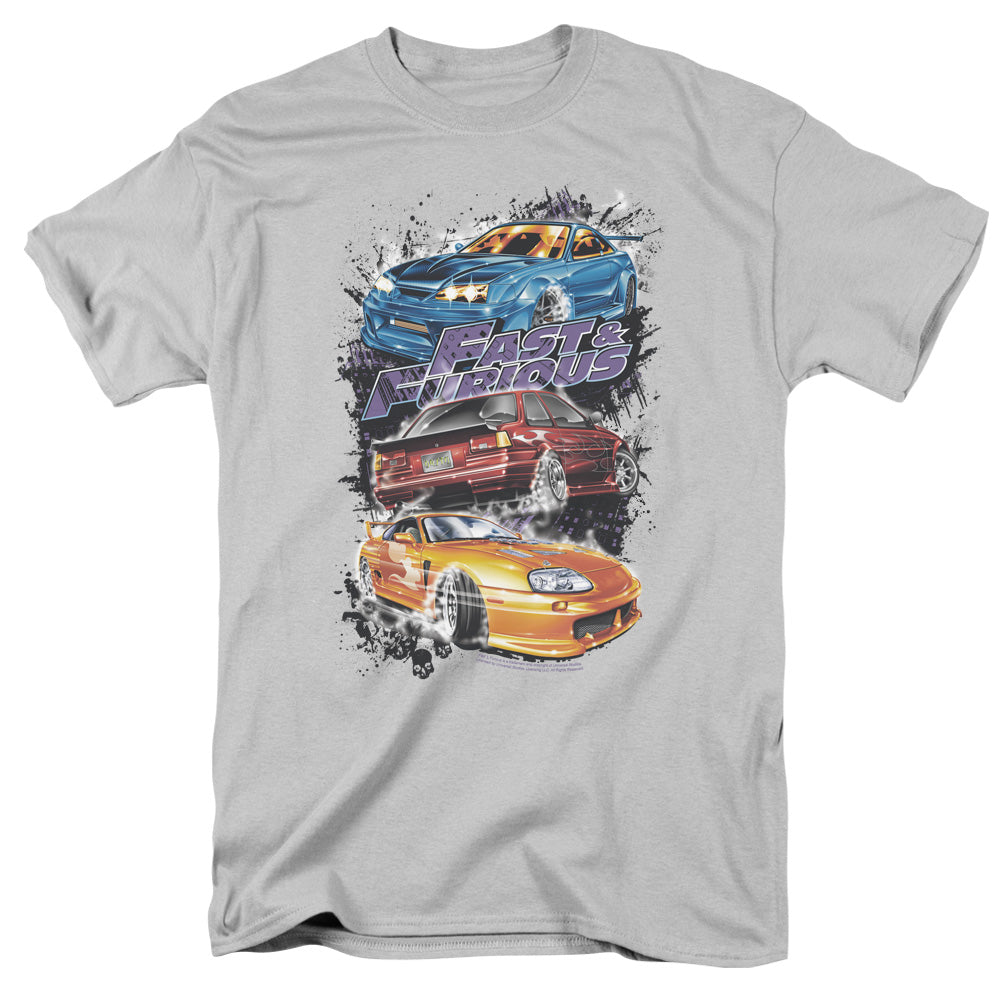 Fast And The Furioushort Sleevemokin Street Cars - S - S Adult 18/1 - Silver - Sm - Silver T-shirt