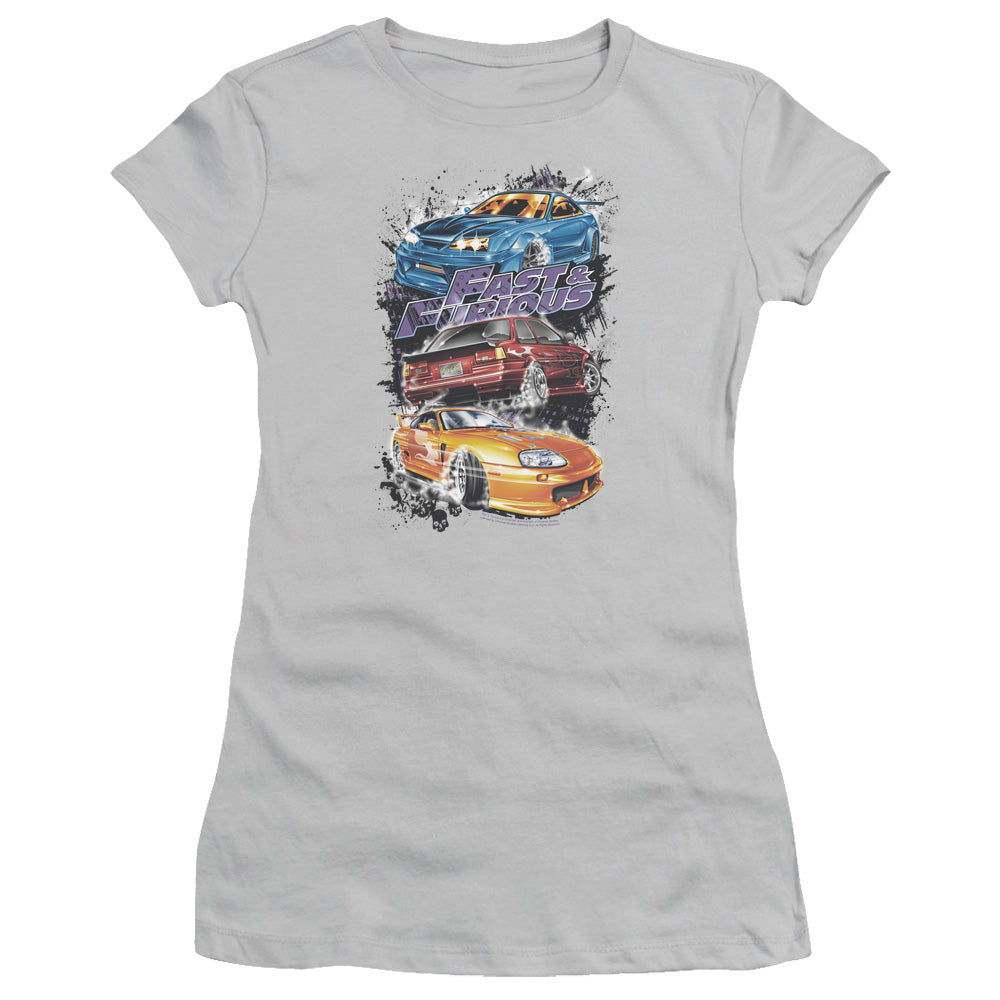 Fast And The Furioushort Sleevemokin Street Cars - S - S Junior Sheer - Silver - Md - Silver T-shirt