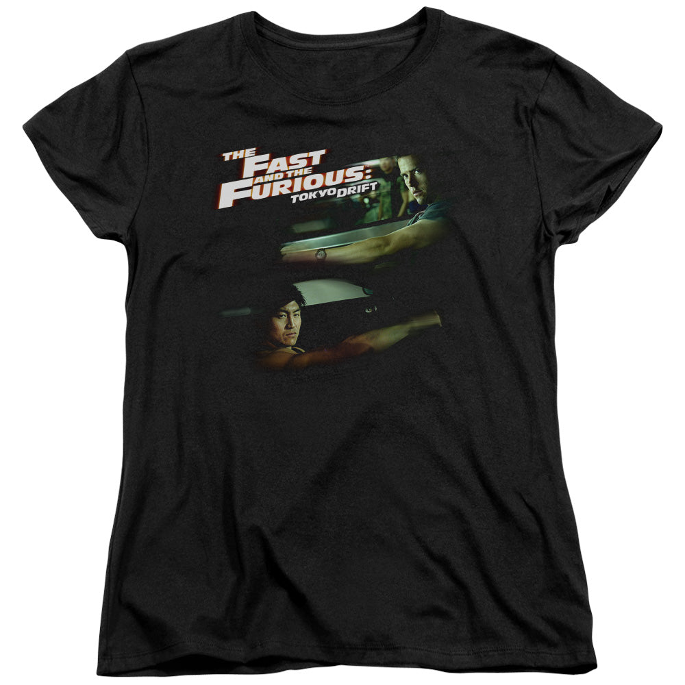 Tokyo Drift - Drifting Together - Short Sleeve Womens Tee - Black T-shirt