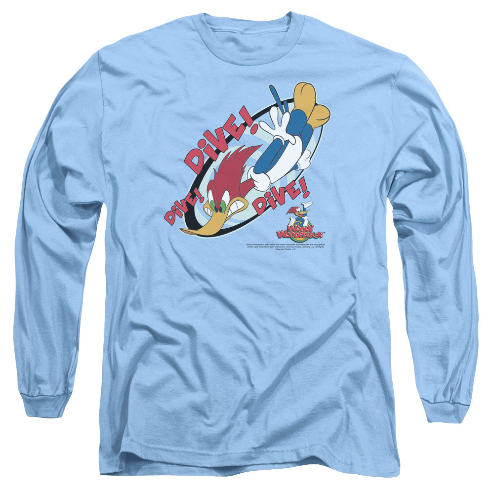 Woody Woodpecker - Dive - Long Sleeve Adult 18/1 - Carolina Blue T-shirt