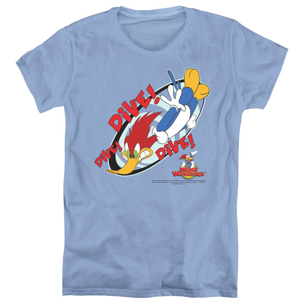 Woody Woodpecker - Dive - Short Sleeve Womens Tee - Carolina Blue T-shirt