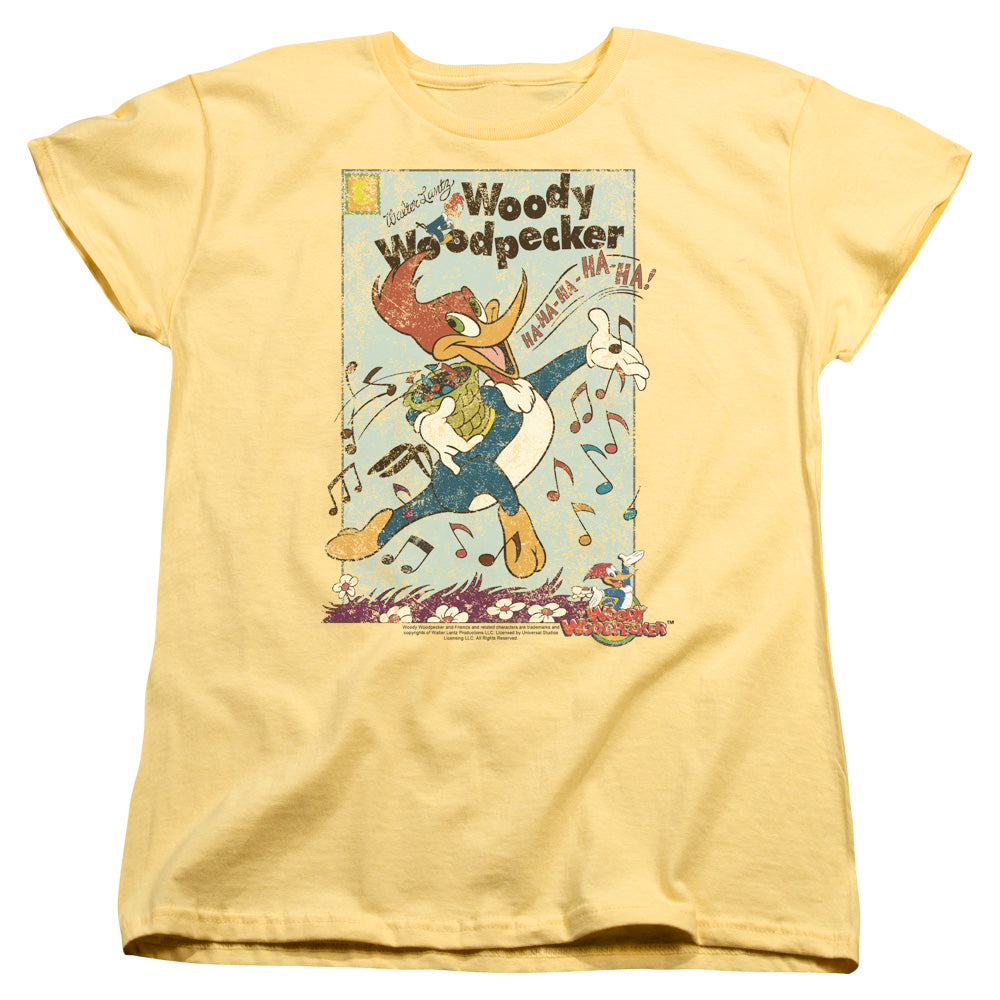 Woody Woodpecker - Vintage Woody - Short Sleeve Womens Tee - Banana T-shirt