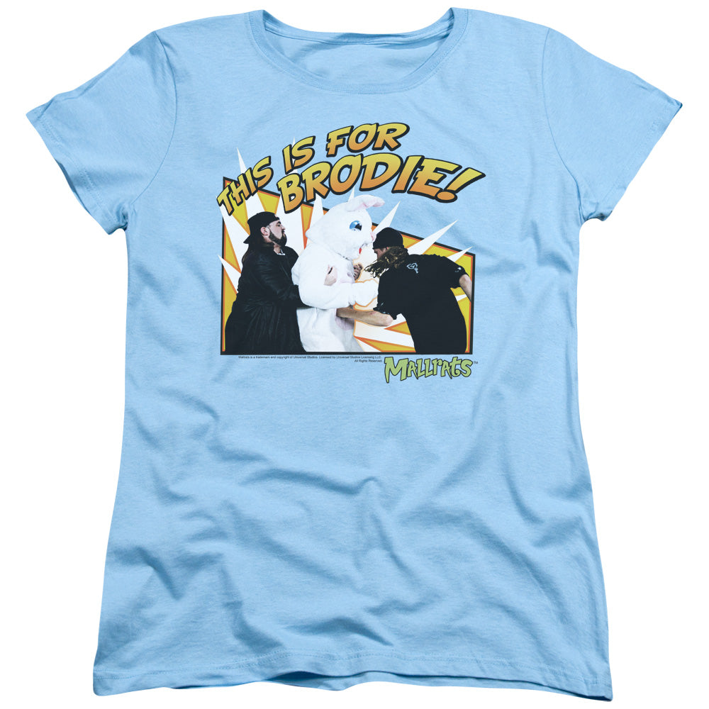 Mallrats - Bunny Beatdown - Short Sleeve Womens Tee - Light Blue T-shirt