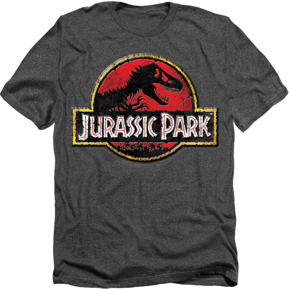 Jurassic Park - Stone Logo - Adult Heather - Charcoal