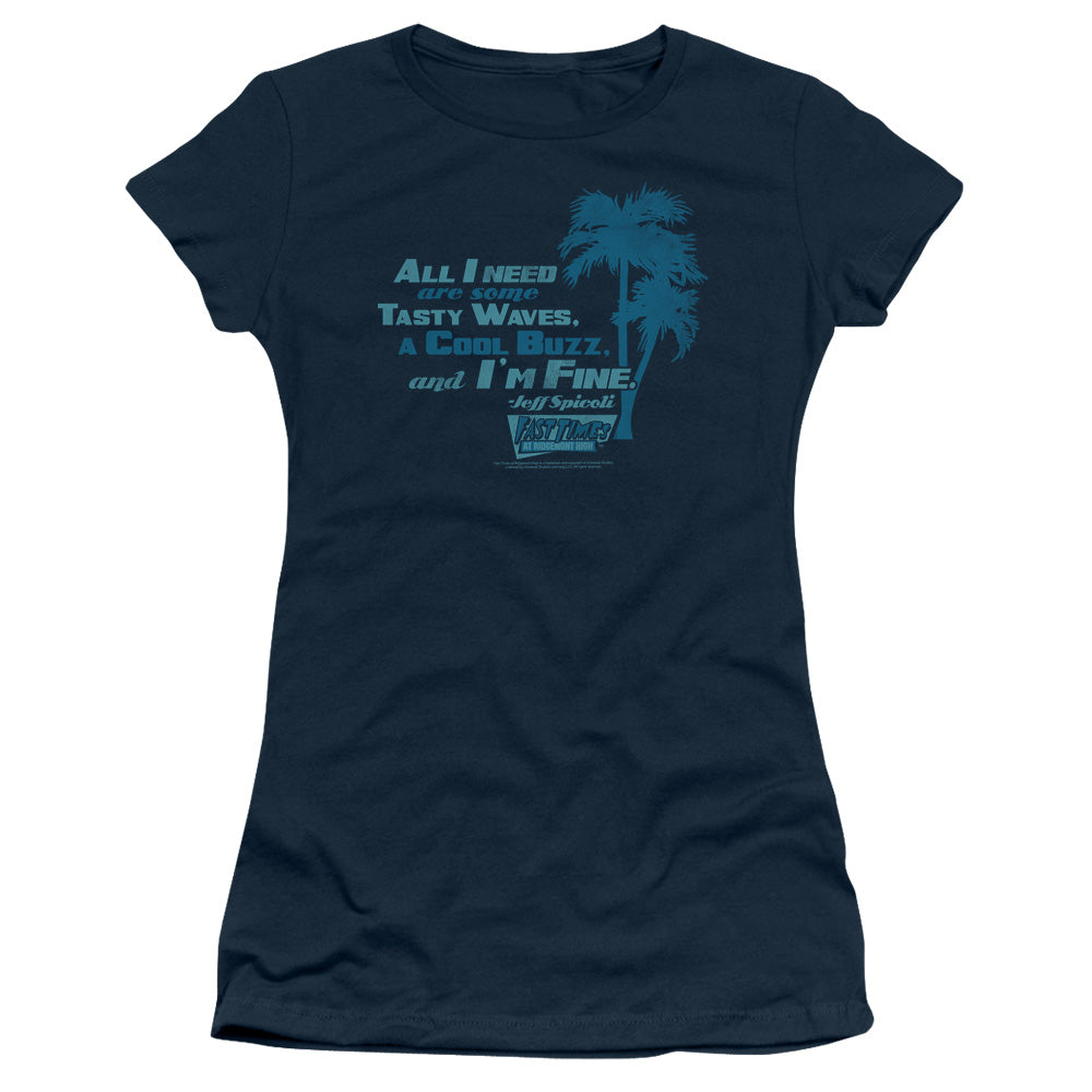Fast Times Ridgemont High - All I Need - Short Sleeve Junior Sheer - Navy - Md - Navy T-shirt
