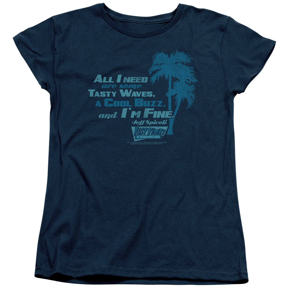 Fast Times Ridgemont High - All I Need - Short Sleeve Womens Tee - Navy - Sm - Navy T-shirt