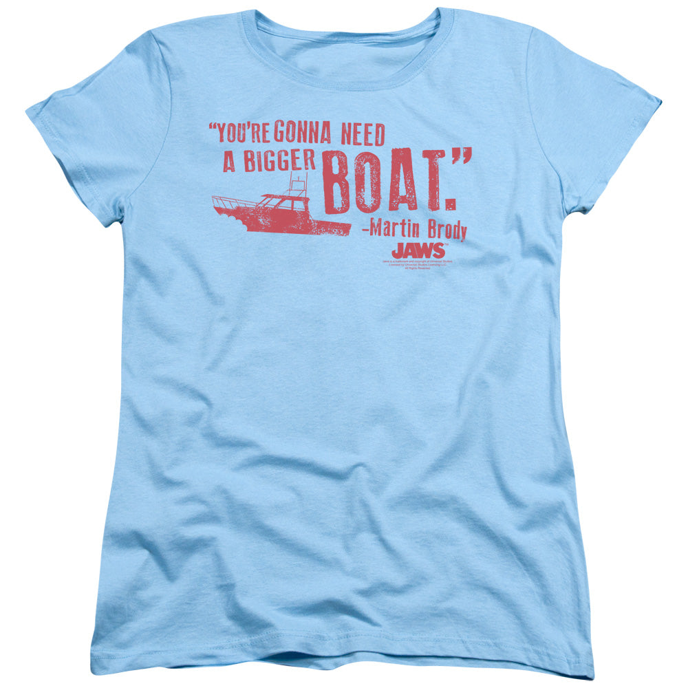 Jaws - Bigger Boat - Short Sleeve Womens Tee - Light Blue T-shirt