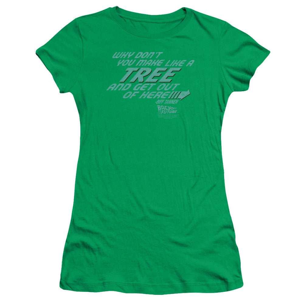 Back To The Future - Make Like A Tree - Short Sleeve Junior Sheer - Kelly Green T-shirt
