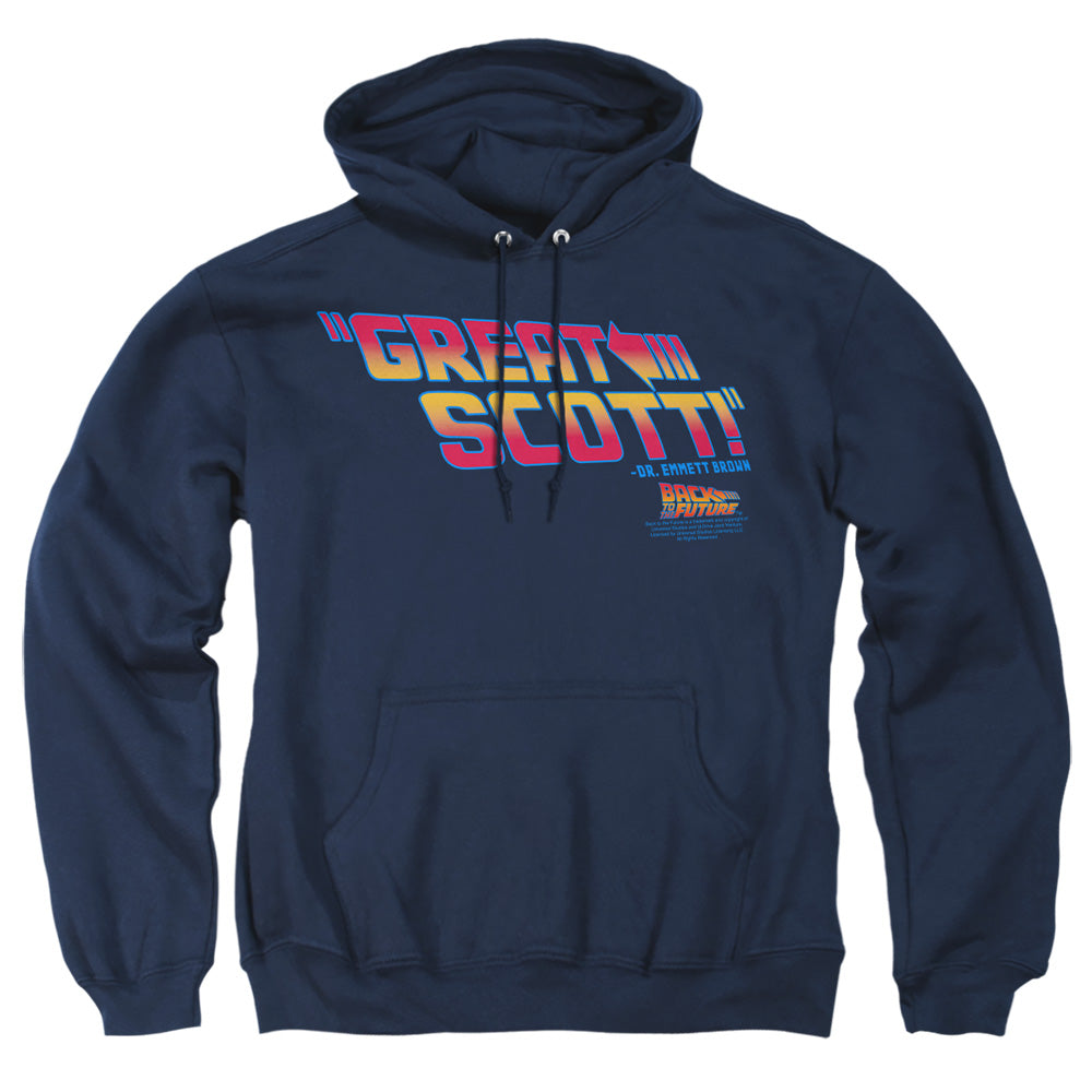 Back To The Future - Great Scott - Adult Pull-over Hoodie - Navy