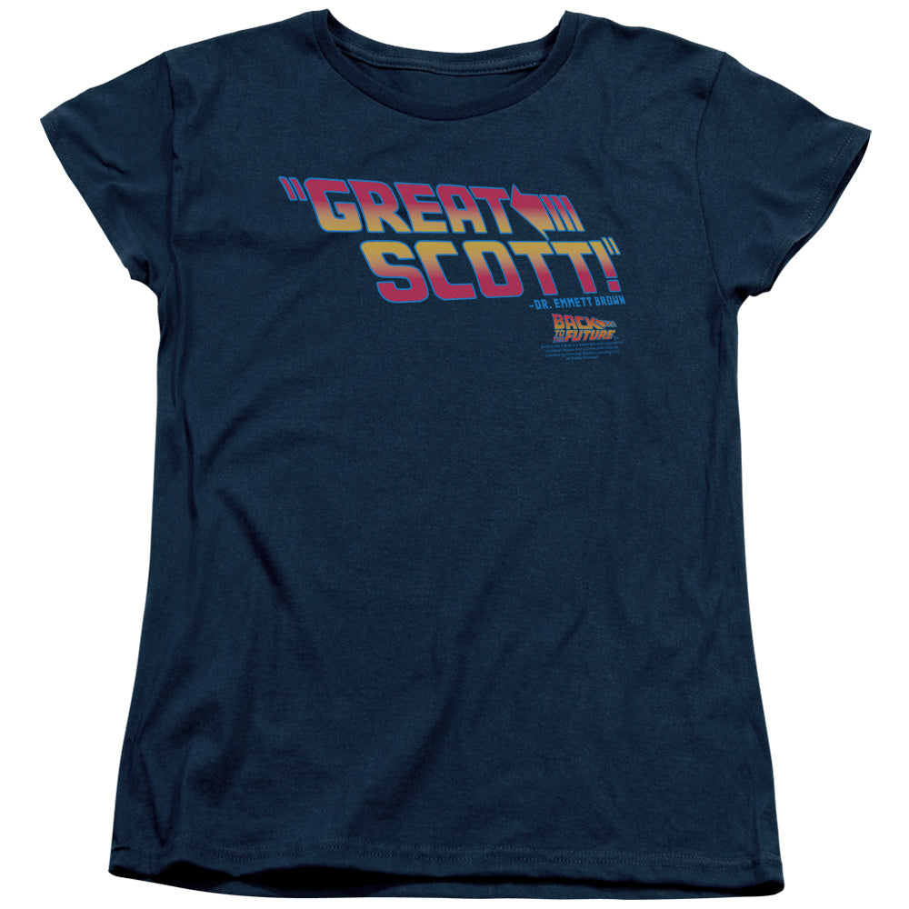 Back To The Future - Great Scott - Short Sleeve Womens Tee - Navy - Sm - Navy T-shirt