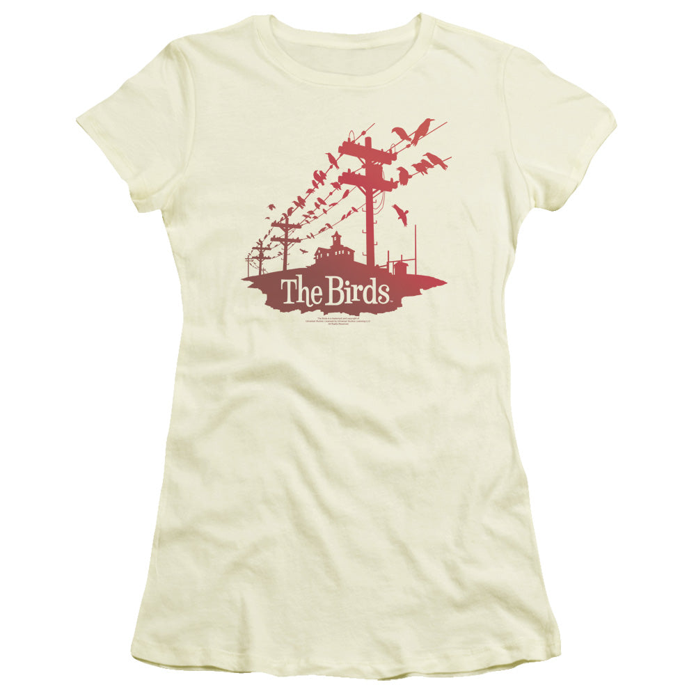 Birds - On A Wire - Short Sleeve Junior Sheer - Cream T-shirt