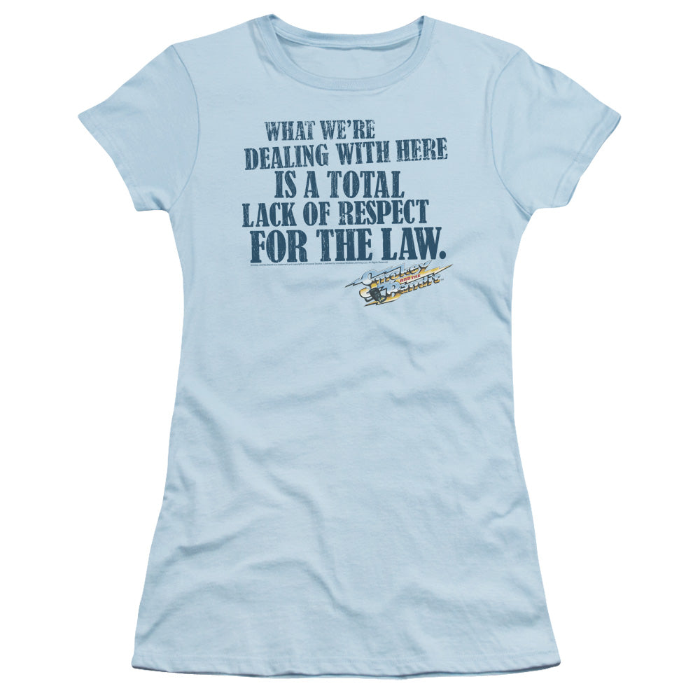 Smokey And The Bandit - Lack Of Respect - Short Sleeve Junior Sheer - Light Blue T-shirt